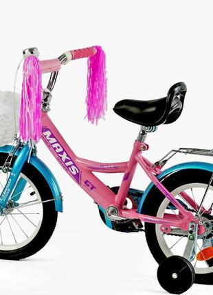 Детский двухколесный велосипед для девочки 14 дюймов corso maxis cl-14287 розовый3 фото