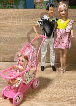 Набір ляльок щаслива родина defa lucy 8088, вагітна барбі, кен3 фото