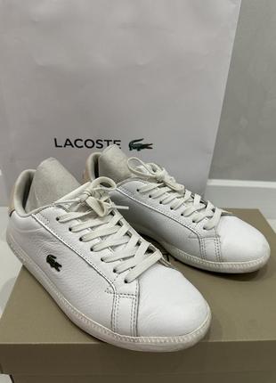 Білі шкіряні кеди lacoste3 фото