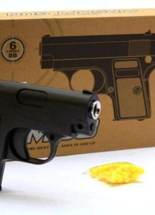 Іграшковий металопластиковий пістолет zm 03 hfc colt кольт, кулі