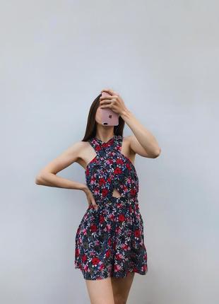 Ромпер в цветах new look цветочный вискозный комбинезон с шортами с переплетением женский летний