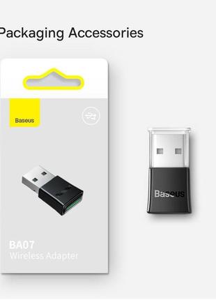 Адаптер baseus ba07 bluetooth 5.3 usb блютуз приймач wireless adapter в юсб для пк комп'ютер ноутбук 5 басеус3 фото