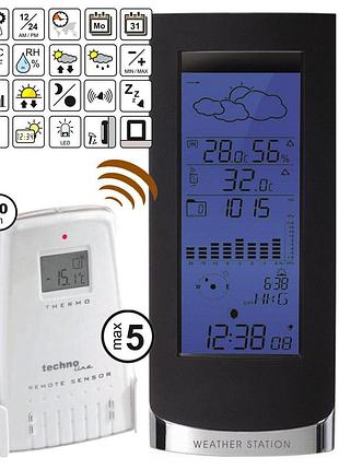 Метеостанция домашняя беспроводная technoline ws6501 black metall (ws6501)