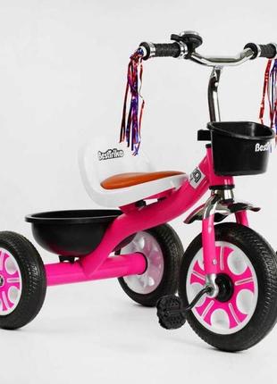 Велосипед триколісний best trike lm-1404 рожевий, піно колесо