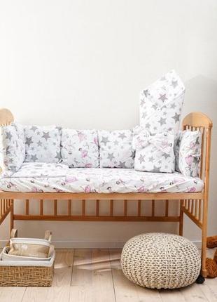 Комплект дитячої постільної білизни в ліжечко, бортики подушки1 фото