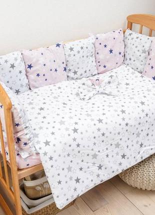 Комплект дитячої постільної білизни в ліжечко, бортики подушки