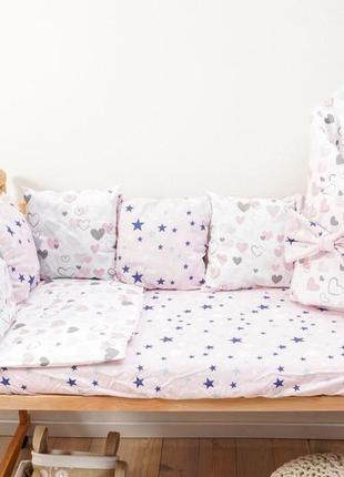 Комплект дитячої постільної білизни в ліжечко, бортики подушки5 фото