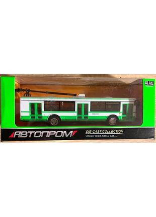 Іграшковий інерційний металевий тролейбус автопром 6407
