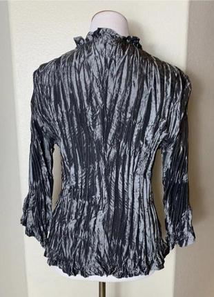 Серебряная женская блузка с жатой металлической отделкой рубашка2 фото