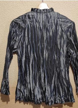 Серебряная женская блузка с жатой металлической отделкой рубашка4 фото