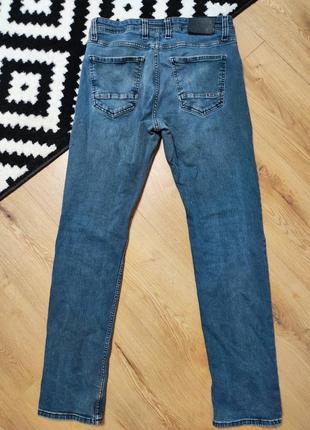Джинси чоловічі прямі slim fit еластичні сині повсякденні джинсові щільні franco benuss, розмір m - l3 фото