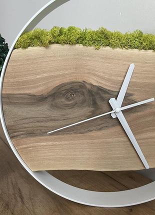 Настіний годинник з деревом та мохом3 фото