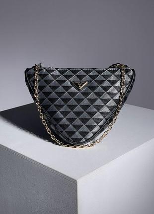 Сумка prada embroidered triangle silver