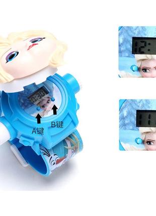 Детские наручные часы с проектором эльза, 24 вида изображения. проекционные детские часы фрозен4 фото