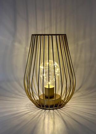 Декоративна світлодіодна лампа нічник sinsay золота1 фото