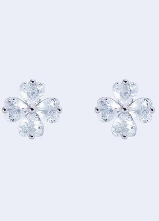 Срібні сережки у формі квітки із цирконів2 фото