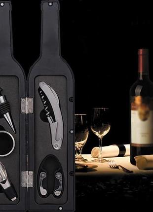 Набор для вина (в виде бутылки) инструменты сомелье, кейс с винными принадлежностями.3 фото