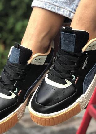 Р.36,37,38  кроссовки puma cali sport mix (черные)    ks 9890