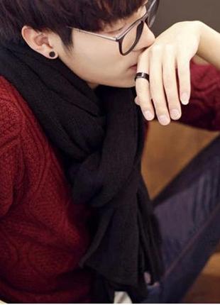 Чёрный шарф мужской стильный шарфик6 фото