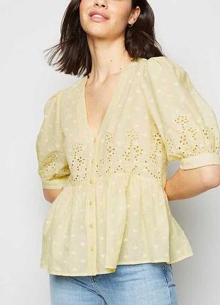 Выбитая блузка лимонного оттенка р.16/18