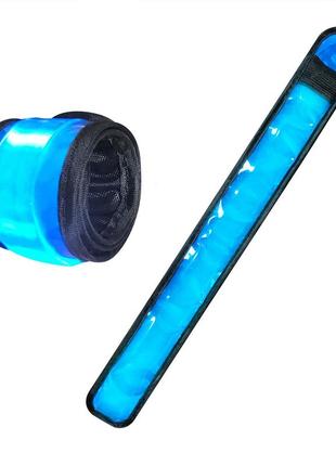 Светодиодный браслет на руку на аккумуляторе. led браслет синего цвета. светящийся мигающий браслет