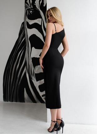 Неймовірна жіночна сукня міді з розрізом8 фото