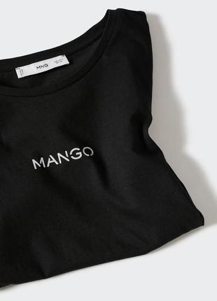 Футболка, футболка mango, футболка лого, футболка с логотипом mango, ф утолкахлопковая строп1 фото
