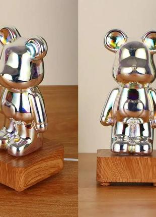 Світлодіодний ведмідь 3d феєрверк нічник різнобарвний bearbrick, дитячий нічний 3d-лампа світильник5 фото