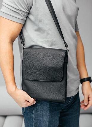 Мужская барсетка с клапаном, черная сумка через плечо из натуральной кожи, классический мессенджер9 фото