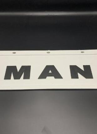 Брызговик на крыло кабины с объёмным рисунком "man" 180"600 белый
