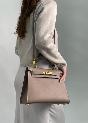 Сумка hermes kelly 25 grey/gold5 фото