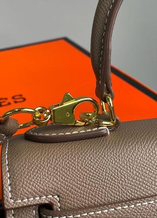 Сумка hermes kelly 25 grey/gold8 фото