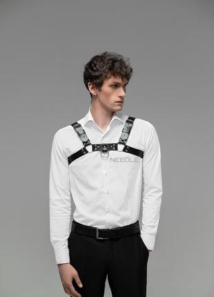 Мужская портупея на грудь и плечи с кольцом 456