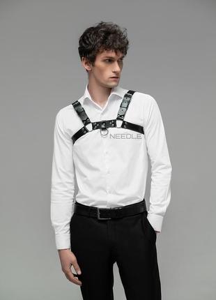 Мужская портупея на грудь и плечи с кольцом 456