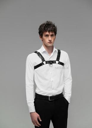 Мужская портупея на грудь и плечи с кольцом 456