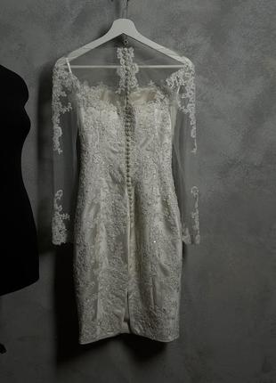 Короткое свадебное платье для росписи5 фото
