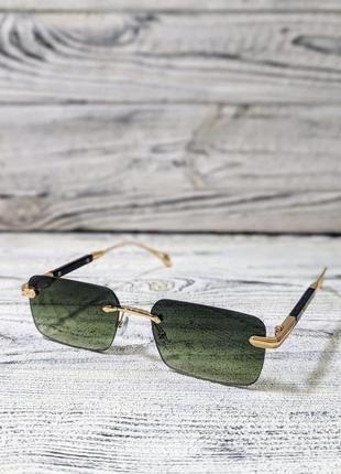 Сонцезахисні окуляри унісекс, прямокутні, зелені, у металевій оправі (без брендових)
