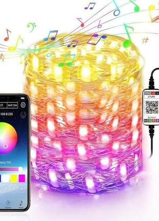 Розумна світлодіодна гірлянда rgb для ялинки 10м 100 led