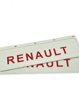 Брызговик на крыло с красной надписью "renault" белый (600x180)