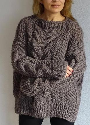 Вязаныи объемный женскии свитер  oversize1 фото