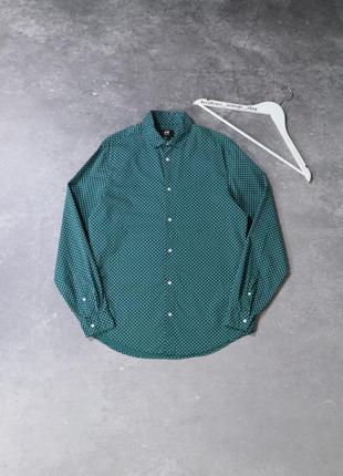 Темно-зеленая фуллпринт рубашка h&m в горох / точку (polka dots). винтажный стиль. american vintage retro y2k hilfiger laurent