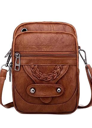 Маленькая женская сумка  halovd с плечевым ремешком brown