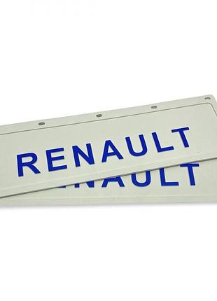 Брызговик на крыло с синей надписью "renault" белый (600x180)