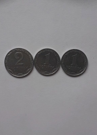 Продам монети україни 2 коп. 2001 року,1 коп. 2003 року,1 коп. 202 фото