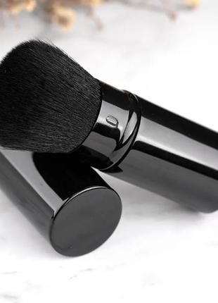 Професійний пензель кабуки у висувному металевому футлярі для пудри, рум'ян rancai, колір чорний