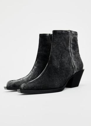 Джинсовые ковбойки ботильоны казаки zara 3108/310