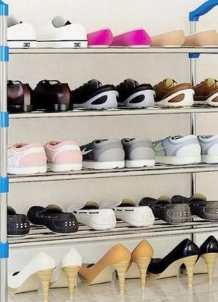 Полка для обуви shoe rack черного цвета на 4 яруса, стойка для хранения обуви1 фото