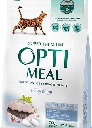 Сухой корм optimeal для взрослых кошек с высоким содержанием трески 700 гр