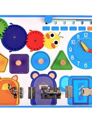 Дитяча розвивальна іграшка бізіборд годинник шестерні