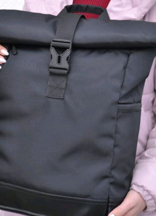Рюкзак ролл топ универсальный из ткани с элементами эко-кожи2 фото